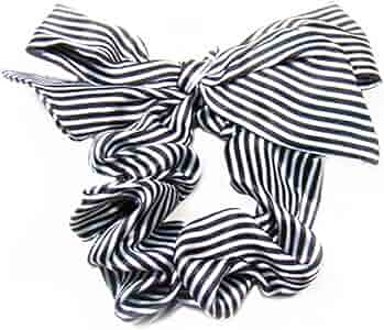 黒と白ストライプ シュシュ Amazon | ストライプ柄シュシュ（リボン付き） 黒/白 YS-4233